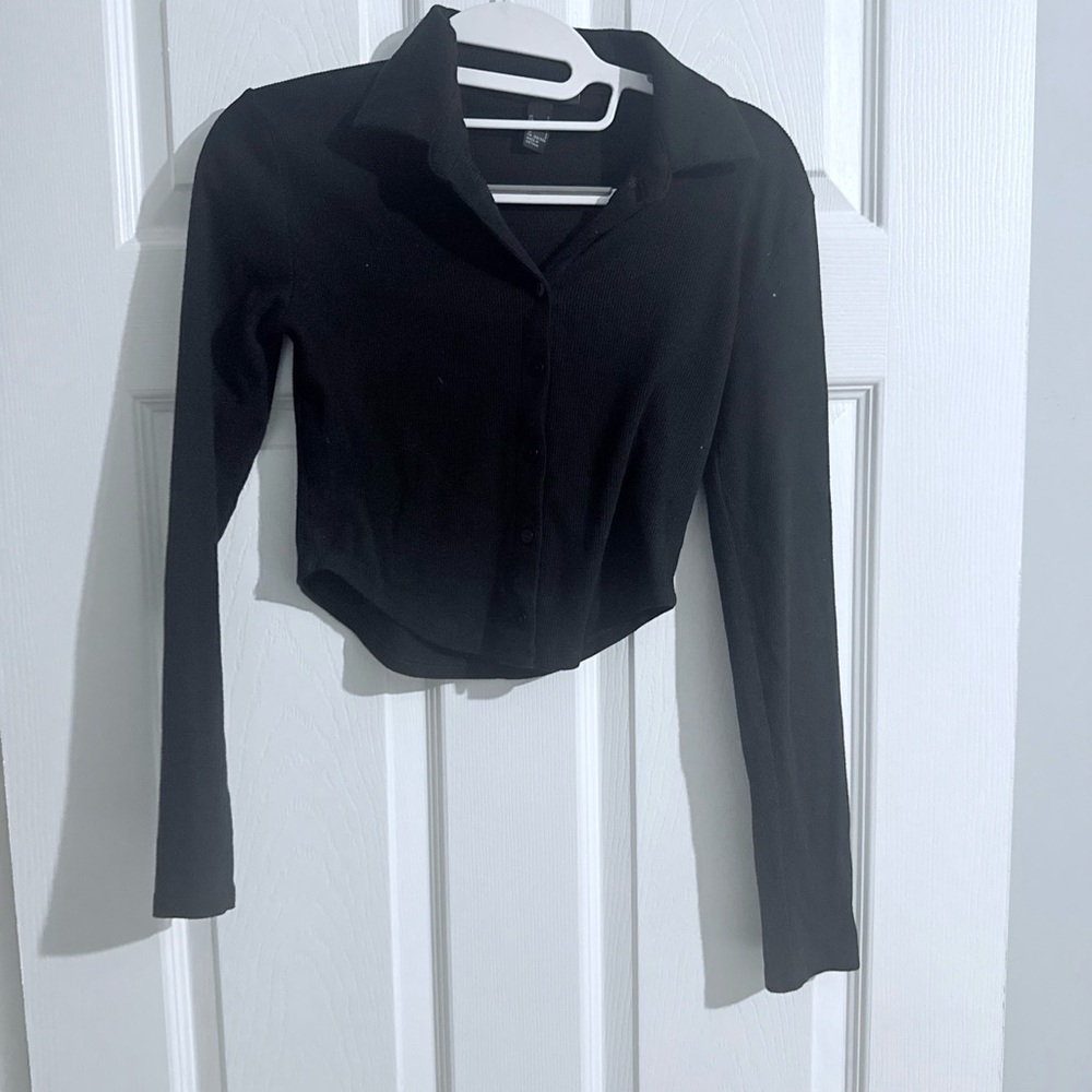 Forever 21 - Black Button Down Crop Top